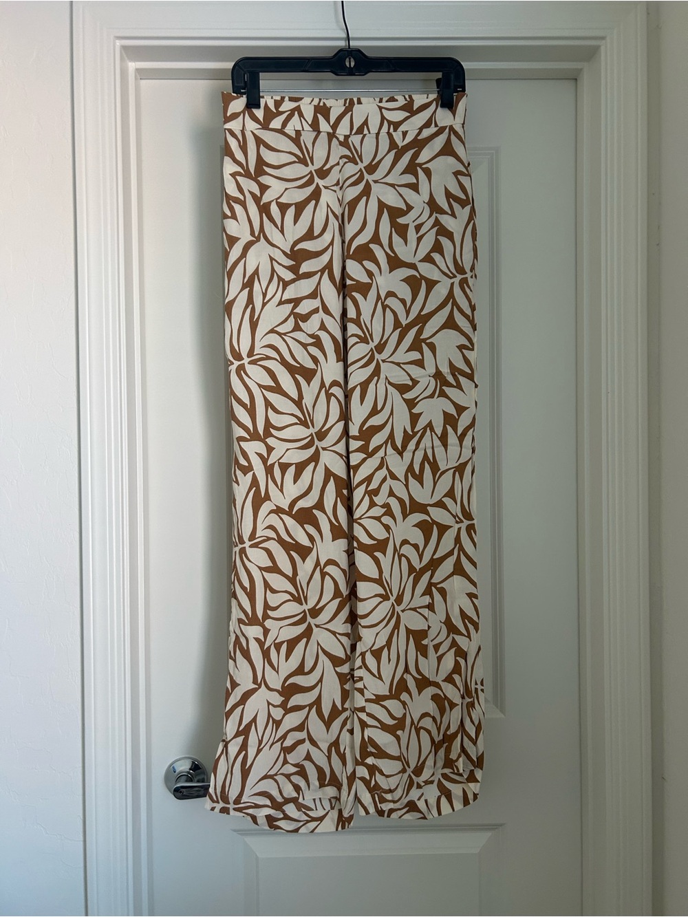 Industry Brown Cream Tropical Floral Wide Leg Palazzo Pants Women’s Medium